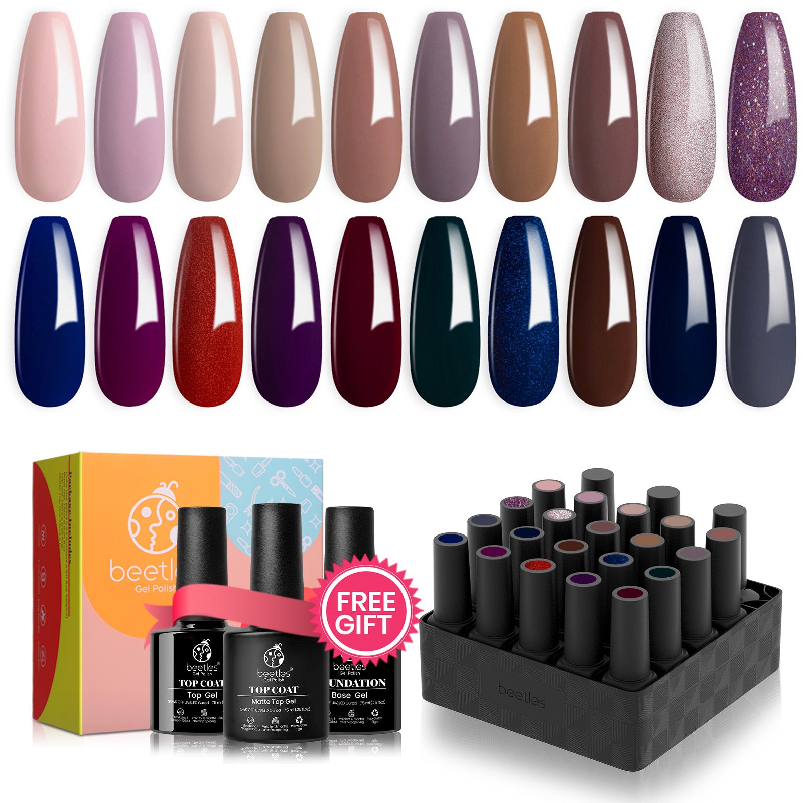 Manhanttan - 20 Gel Colors Set with Top and Base Coat (5ml/Each)