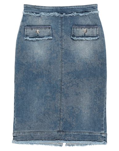 Manila Grace Woman Denim skirt Blue Size 4 Cotton, Elastomultiester, Elastane