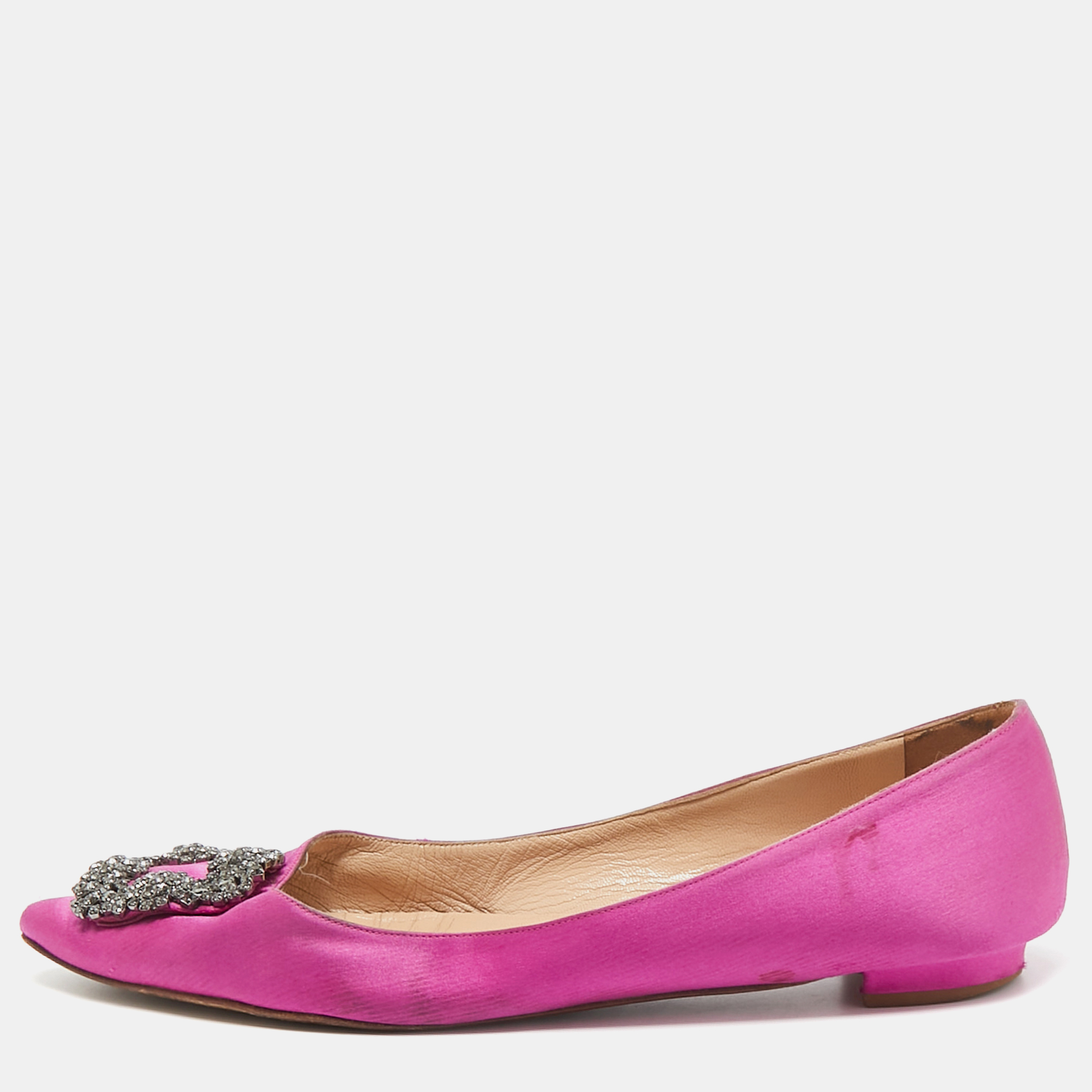 Manolo Blahnik Purple Satin Hangisi Ballet Flats Size 39.5