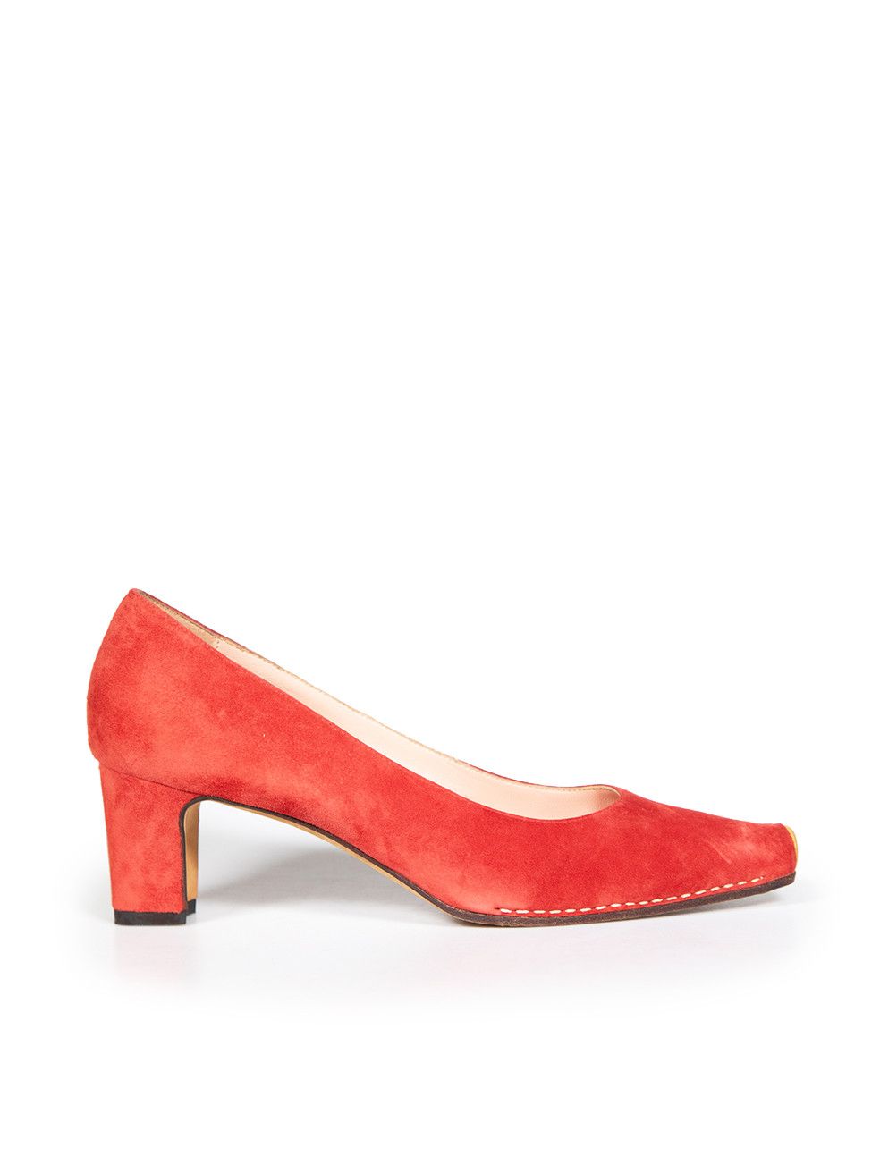 Manolo Blahnik Red Suede Court Pumps Shoes, Women's (Size 10.5)