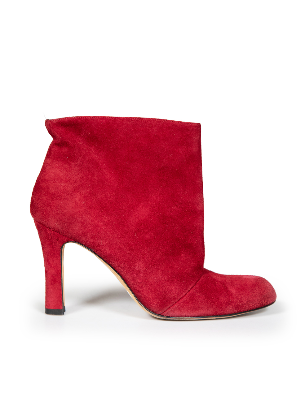 Manolo Blahnik Red Suede Heeled Ankle Boots