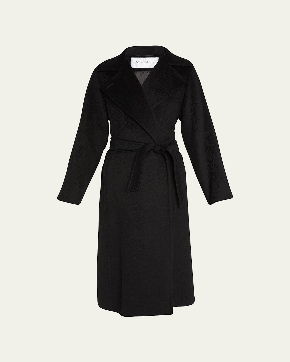 Manuela Belted Camel Hair Coat, Black