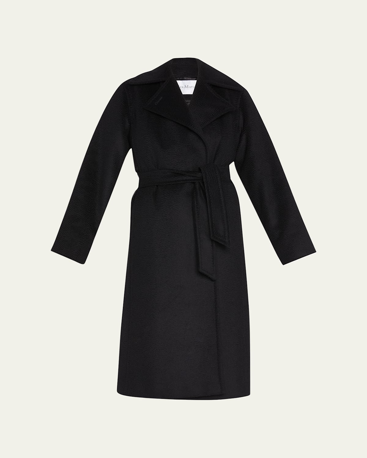 Manuela Wool Wrap Coat, Black