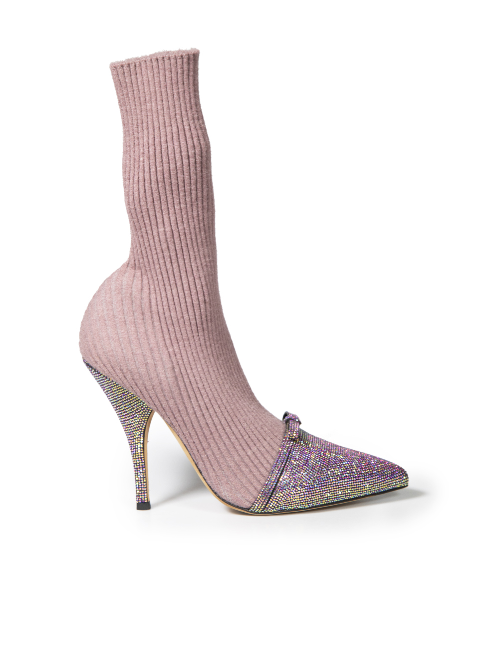 Marco de Vincenzo Purple Knit Embellished Sock Boots