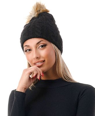 Marcus Adler Women's Cable Knit Beanie, Black