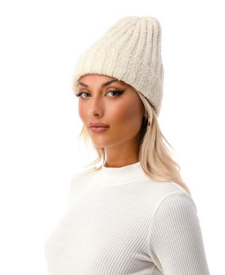 Marcus Adler Women's Ribbed Beanie, Ivory