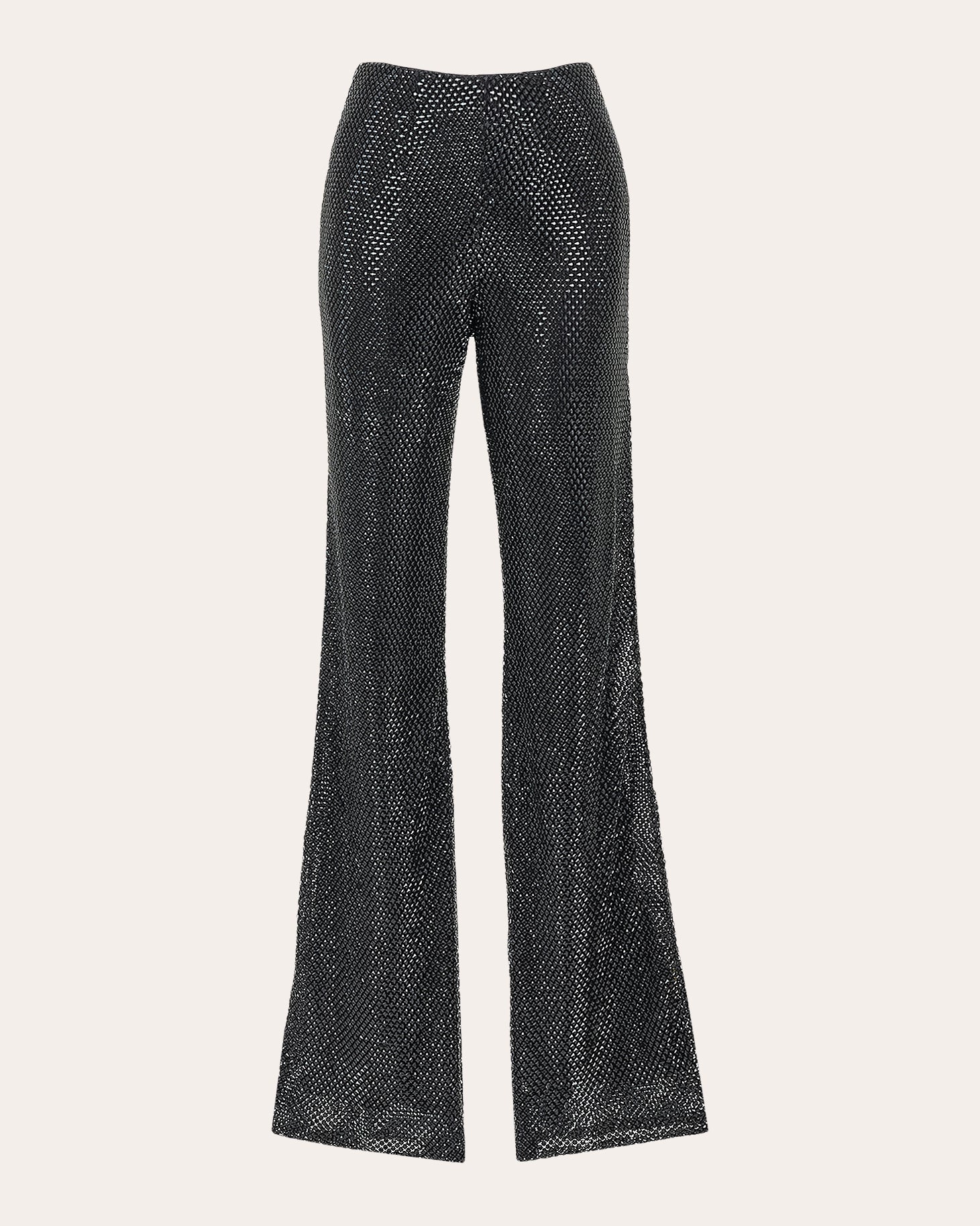 Mariandree Gaitan Women's Maggie Flared Crystal-Embellished High-Rise Pants in Black Polyester