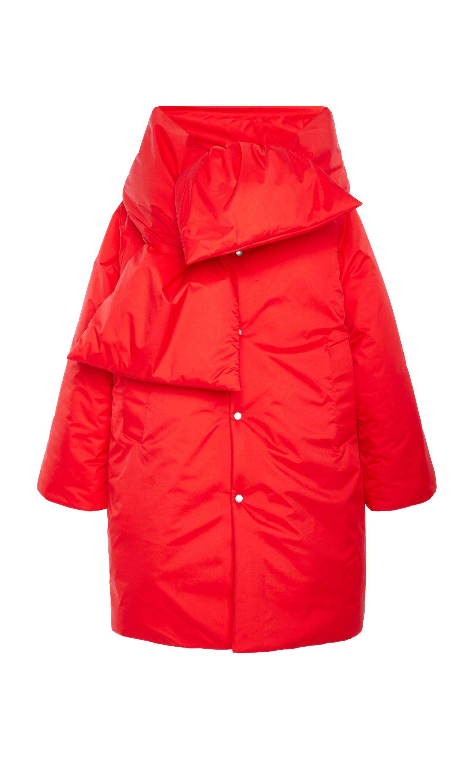 Marie Adam-Leenaerdt - Scarf-Detailed Oversized Puffer Jacket - Red - FR 34 - Moda Operandi