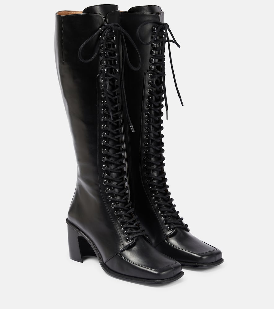 Marine Serre Lace-up leather knee-high boots