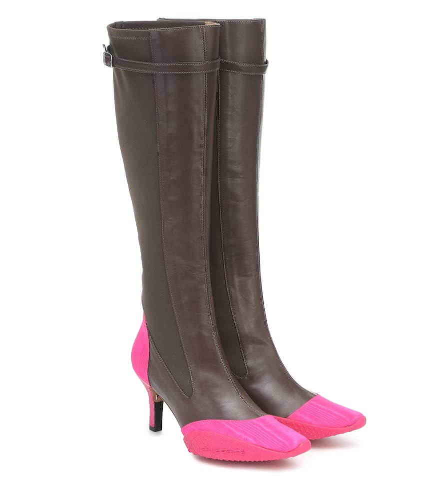 Marine Serre Leather knee-high boots