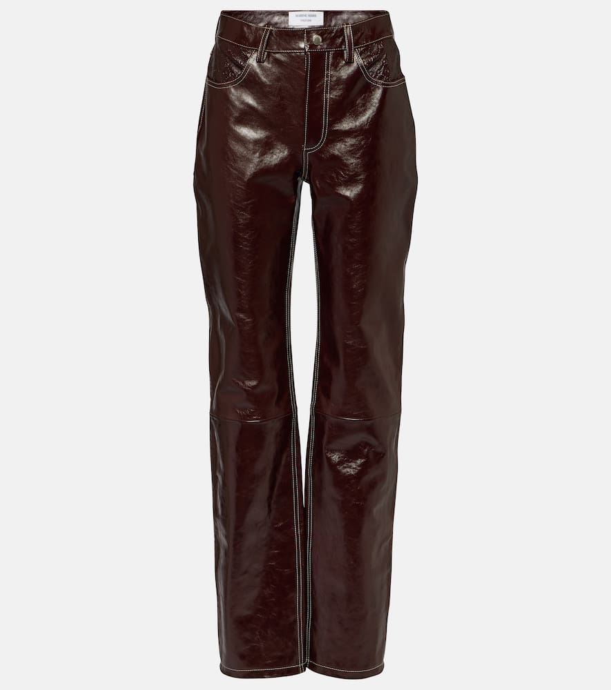 Marine Serre Ombré high-rise leather straight pants