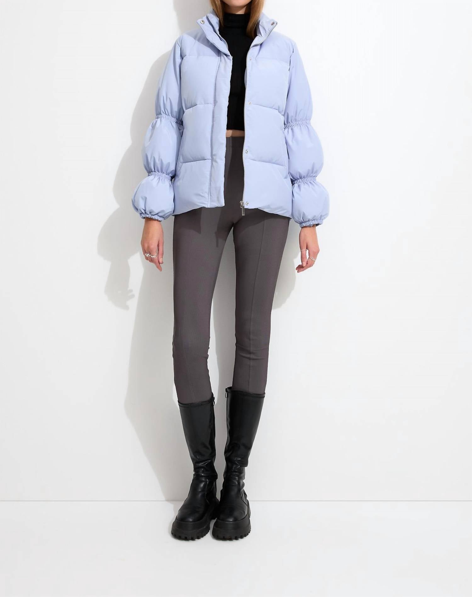 Mariposa Puffer Jacket In Pastel Blue