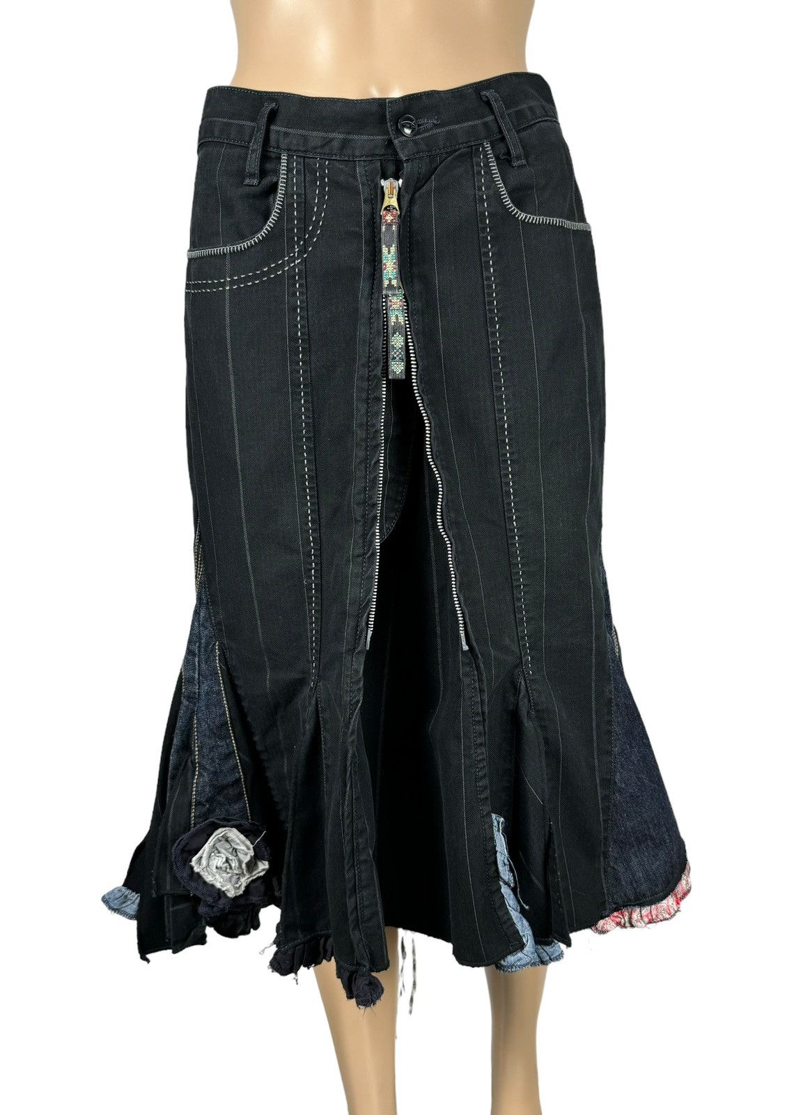 Marithe Francois Girbaud Vintage Skirt Denim Asymmetrical in Black, Women's (Size 27)