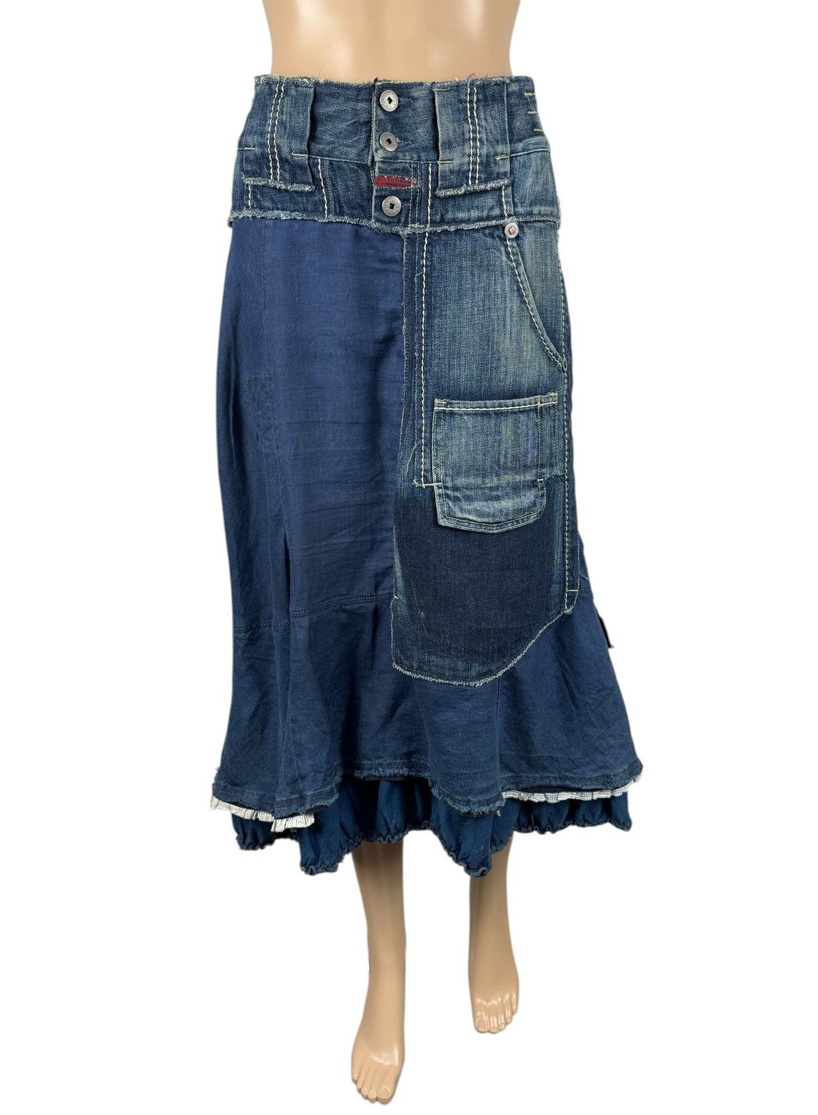 Marithe Francois Girbaud Vintage Skirt Denim Asymmetrical in Blue, Women's (Size 30)