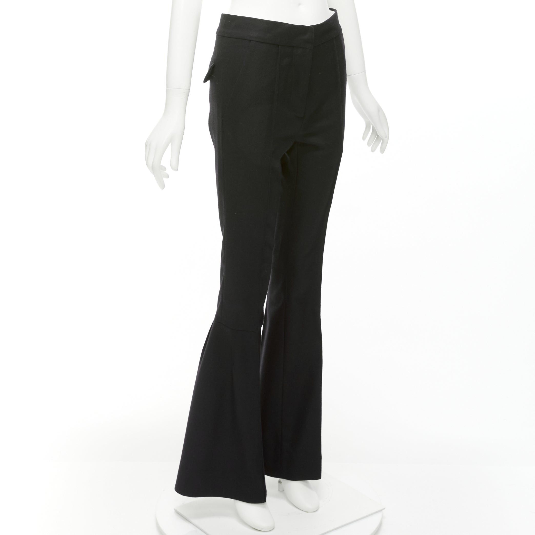 Marni Black Wool Twill Mid Waist Flared Dress Pants It38 Xs, Women's (Size 26)