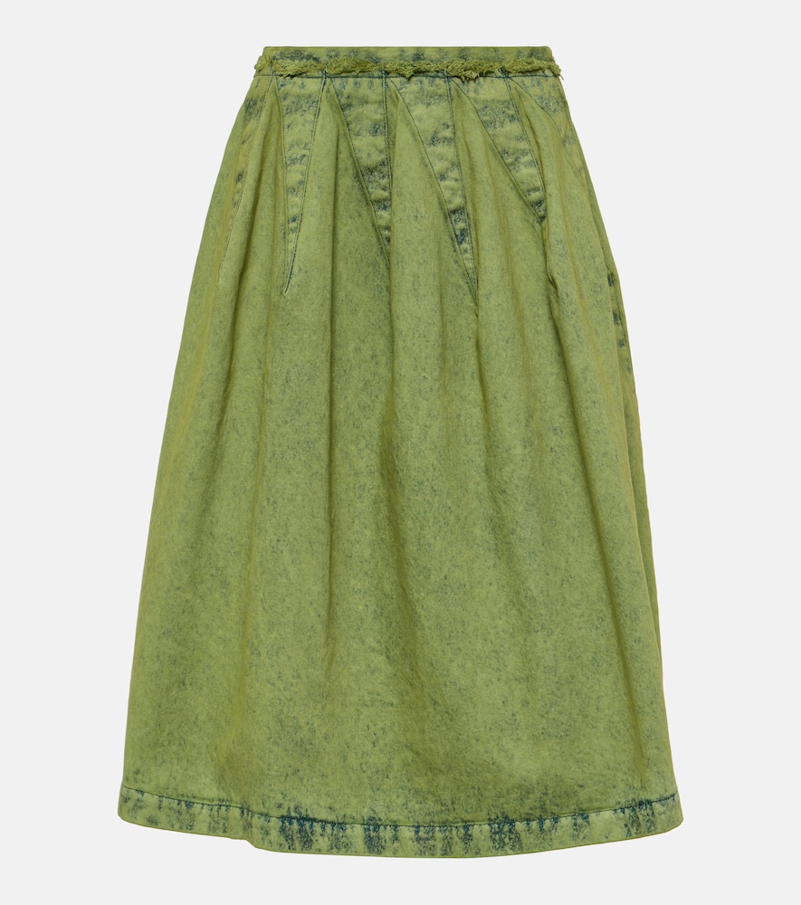 Marni Pleated denim midi skirt