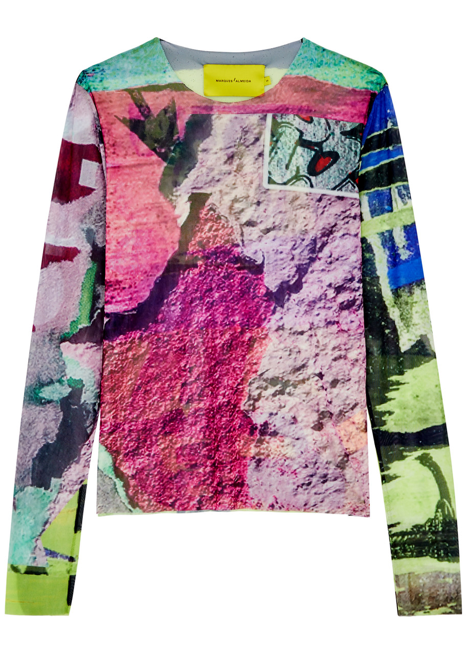 Marques' Almeida Printed Mesh top - Multicoloured - M