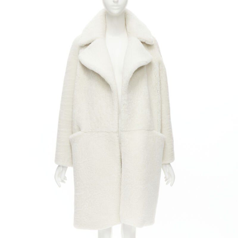 Martin Grant 100% Lambskin Shearling White Oversized Teddy Winter Coat Fr36 S, Women's (Size XS)