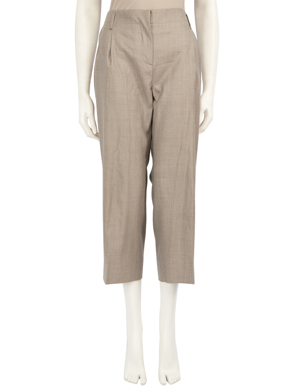 Max Mara Beige Wool Cropped Trousers