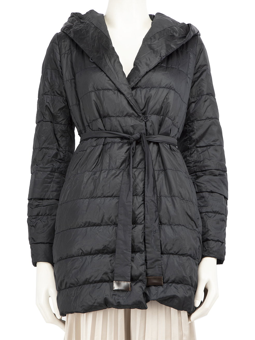 Max Mara Black Collapsible Puffer Coat