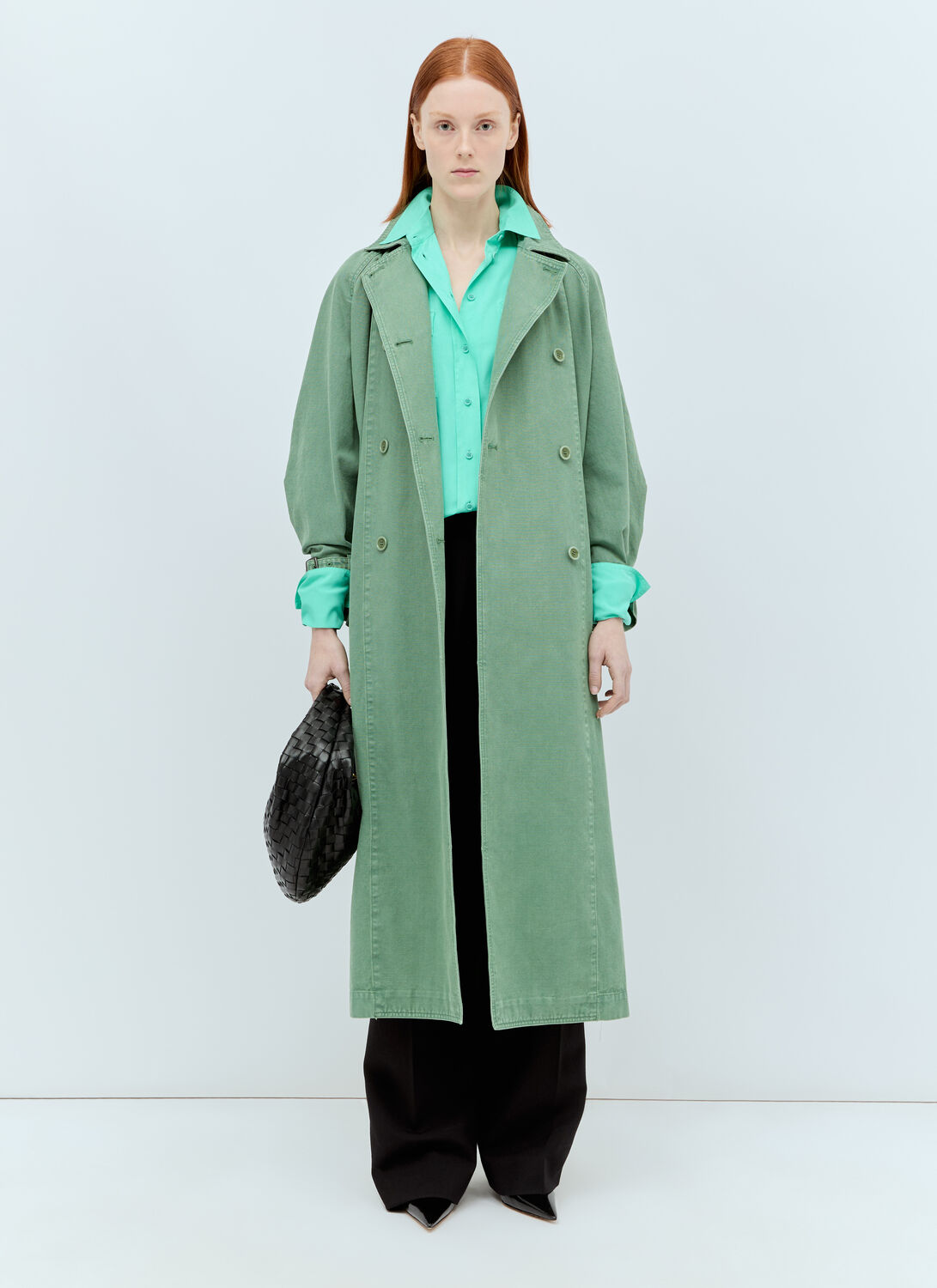 Max Mara Canvas Oversized Trench Coat - Woman Coats Green It - 36