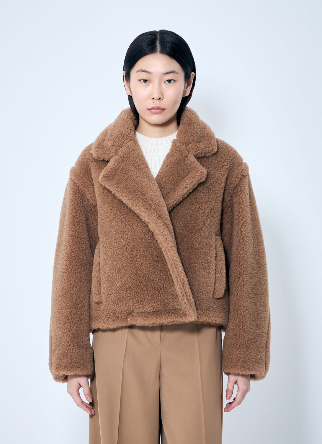 Max Mara Cropped Teddy Bear Icon Coat - Woman Jackets Camel It - 44