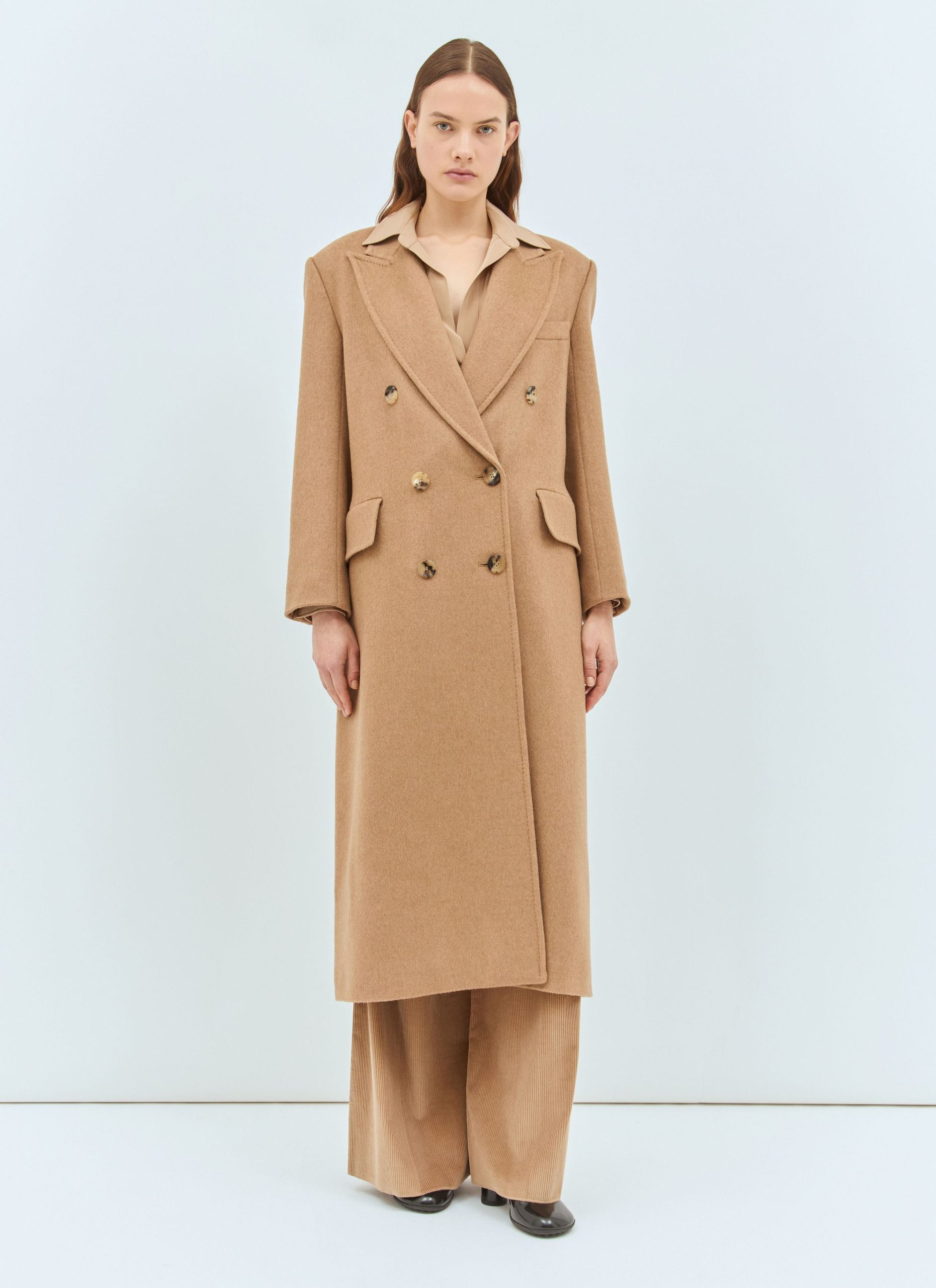 Max Mara Double-Breasted Camel Coat, Women's (Size Medium)