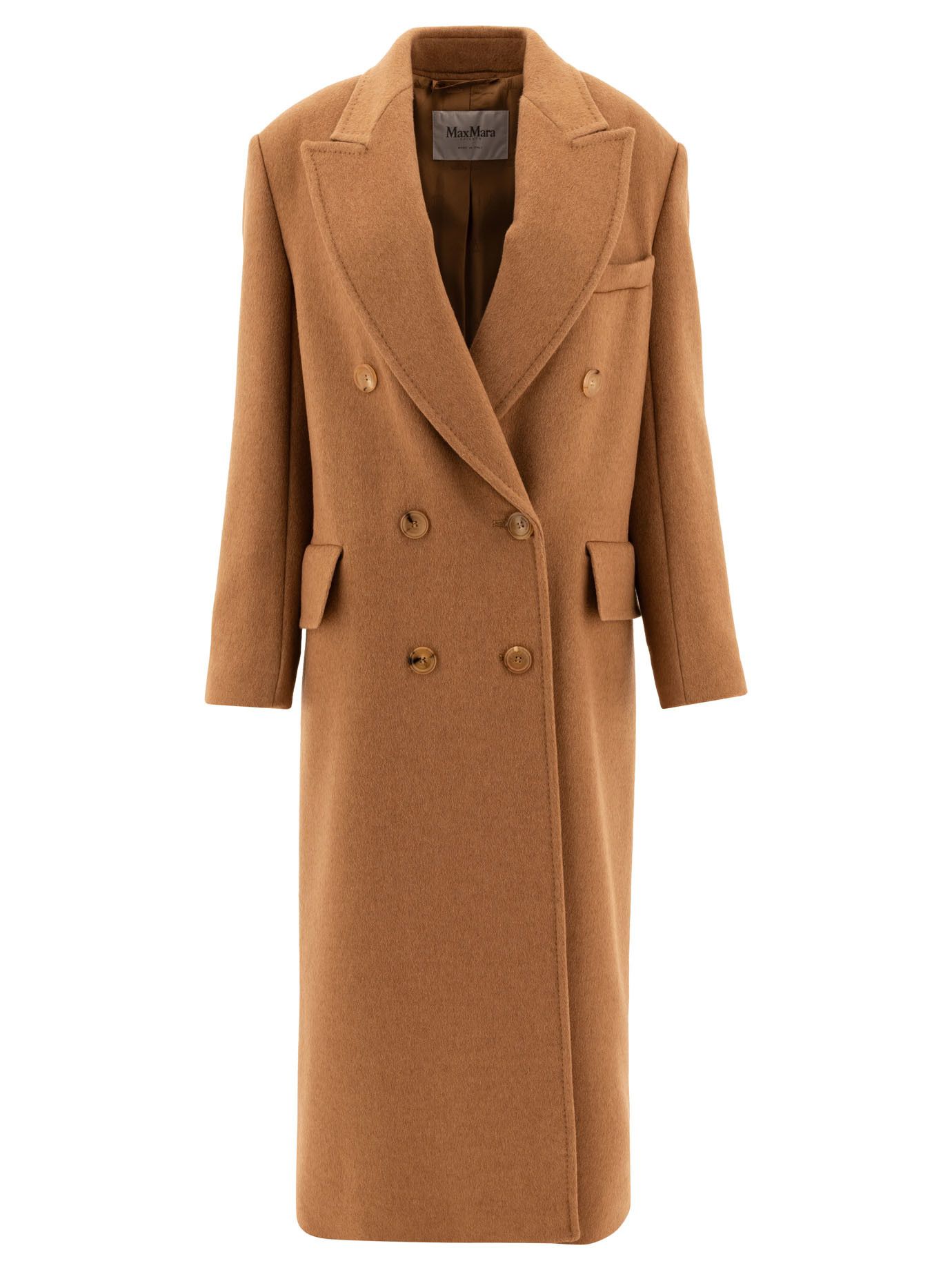 Max Mara Double-Breasted Camel Coat in Beige, Women's (Size Small)