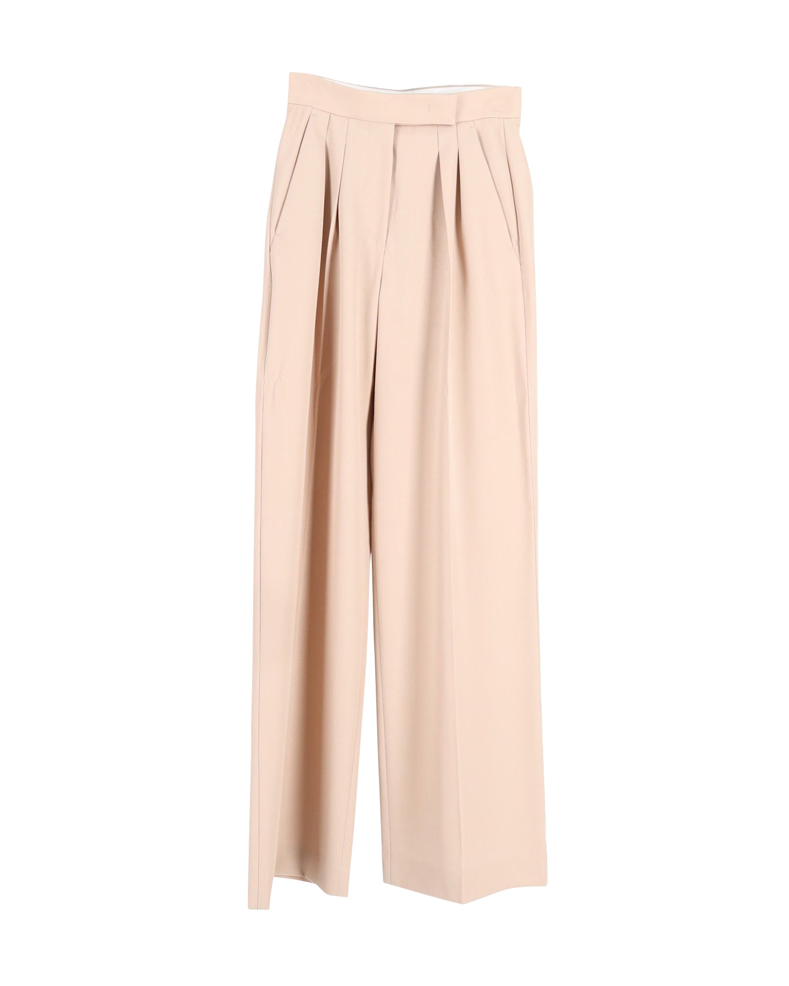 Max Mara Pleated Wide-leg Trousers in Beige Wool