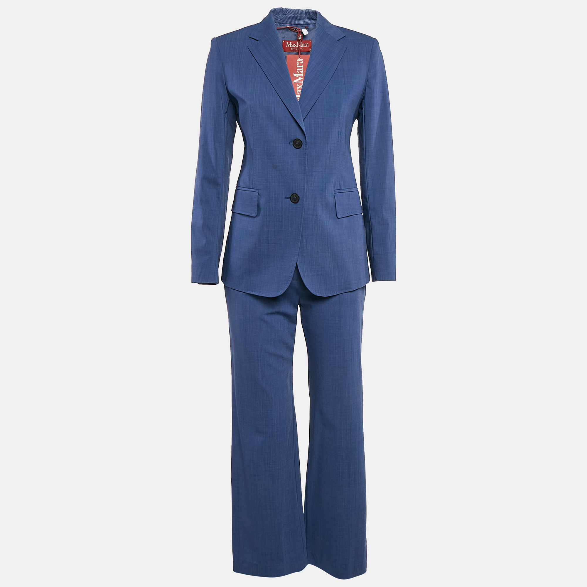 Max Mara Studio Blue Wool Tailored Pants Suit S