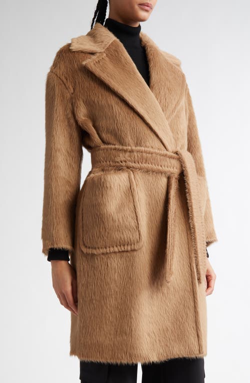 Max Mara Studio Ottanta Alpaca & Virgin Wool Wrap Coat in Camel at Nordstrom, Size 10