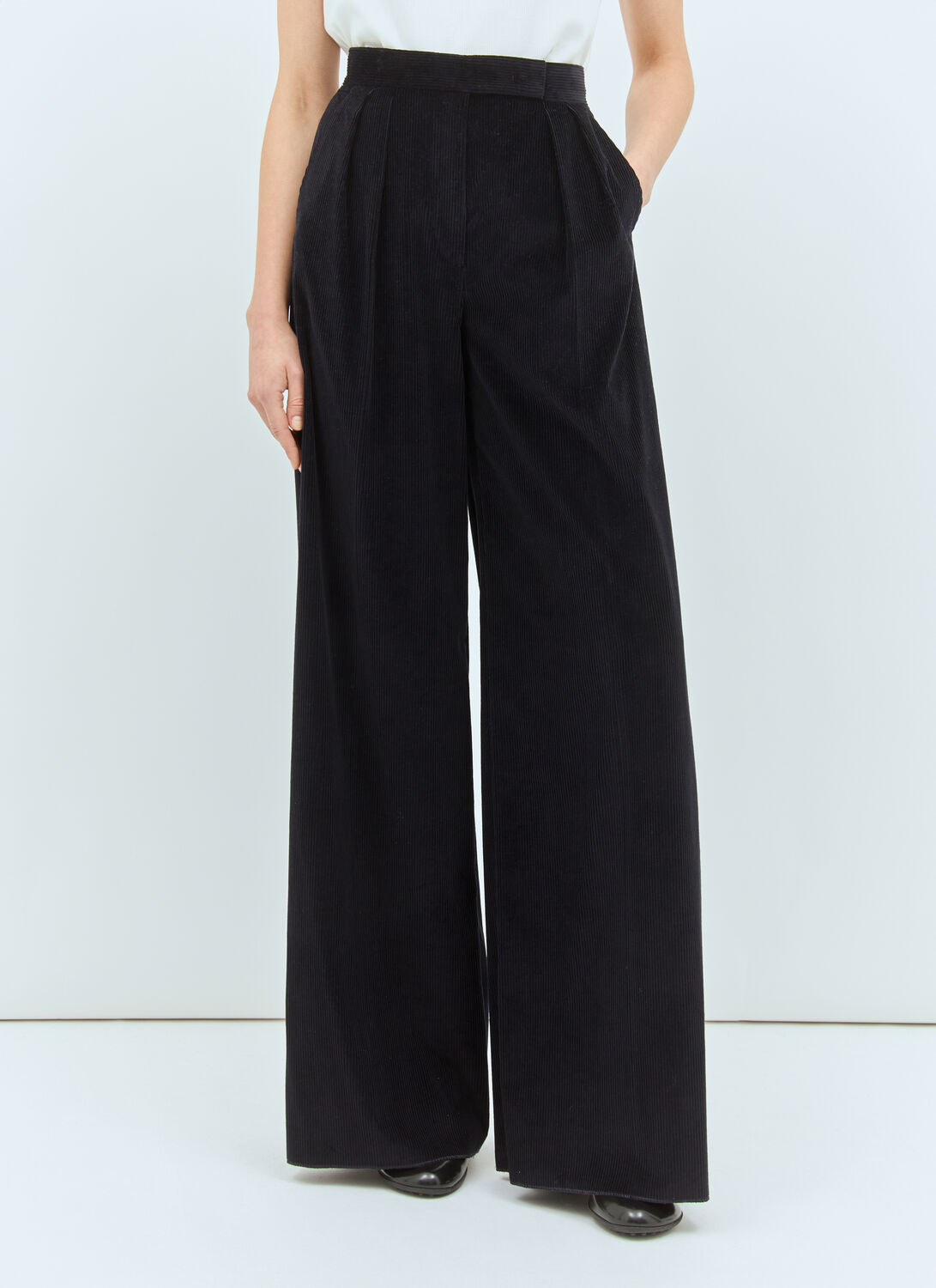 Max Mara Wide-leg Corduroy Pants - Woman Pants Blue It - 44