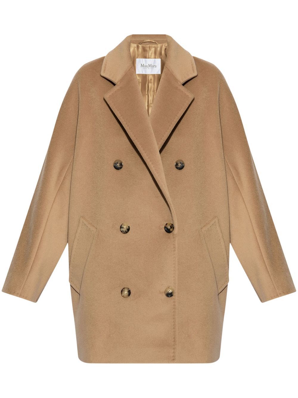 Max Mara Wool Double-Breasted Coat in Mixed Colours, Women's (Size Small)