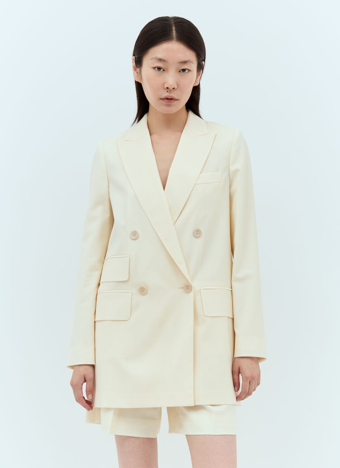 Max Mara Wool Double-breasted Blazer - Woman Blazers Cream It - 38