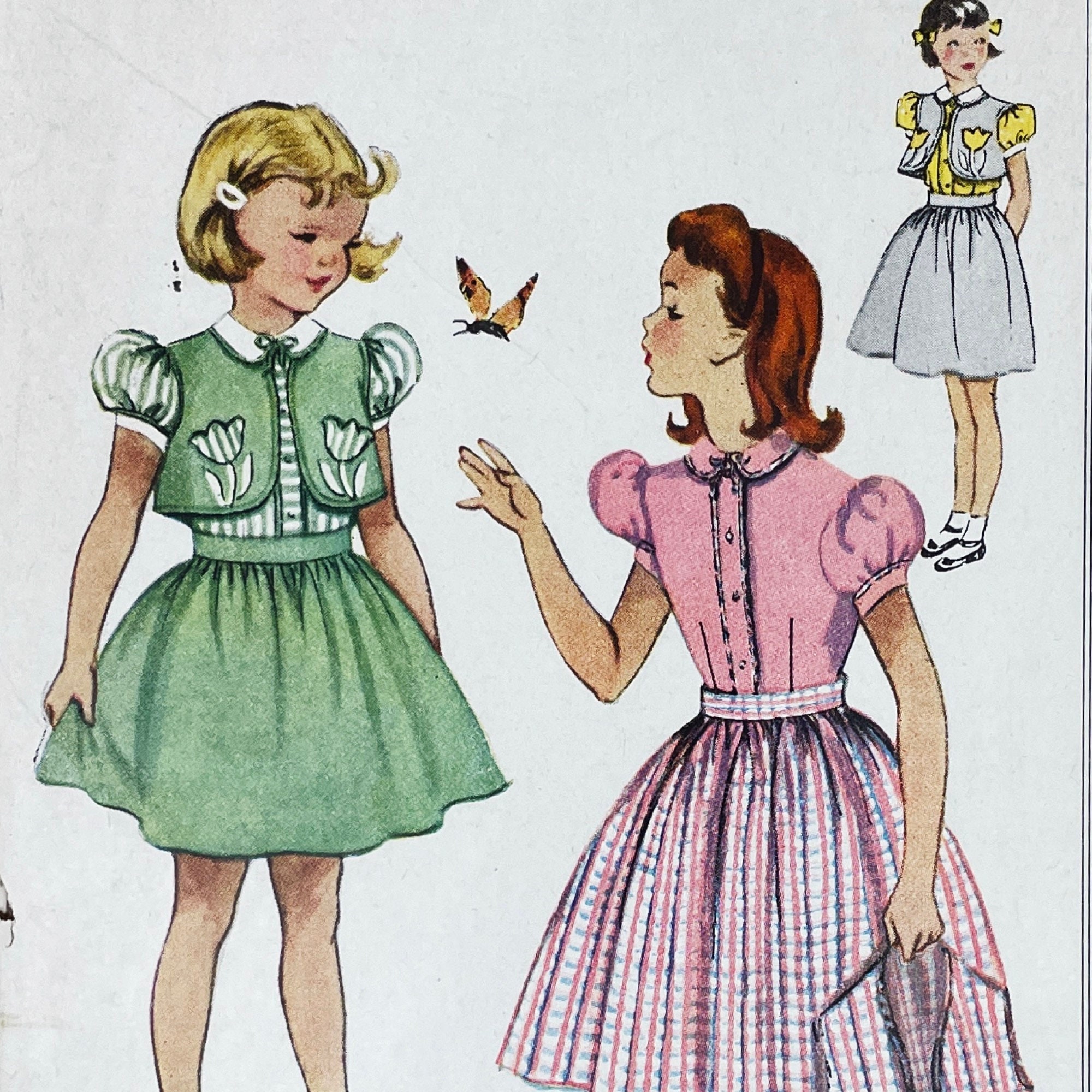 Mccall's 1655 - 1950S Children's Bolero, Blouse & Skirt Pattern With Puffed Sleeves Tulip Transfer Size 4 | 23" Uncut | Ff