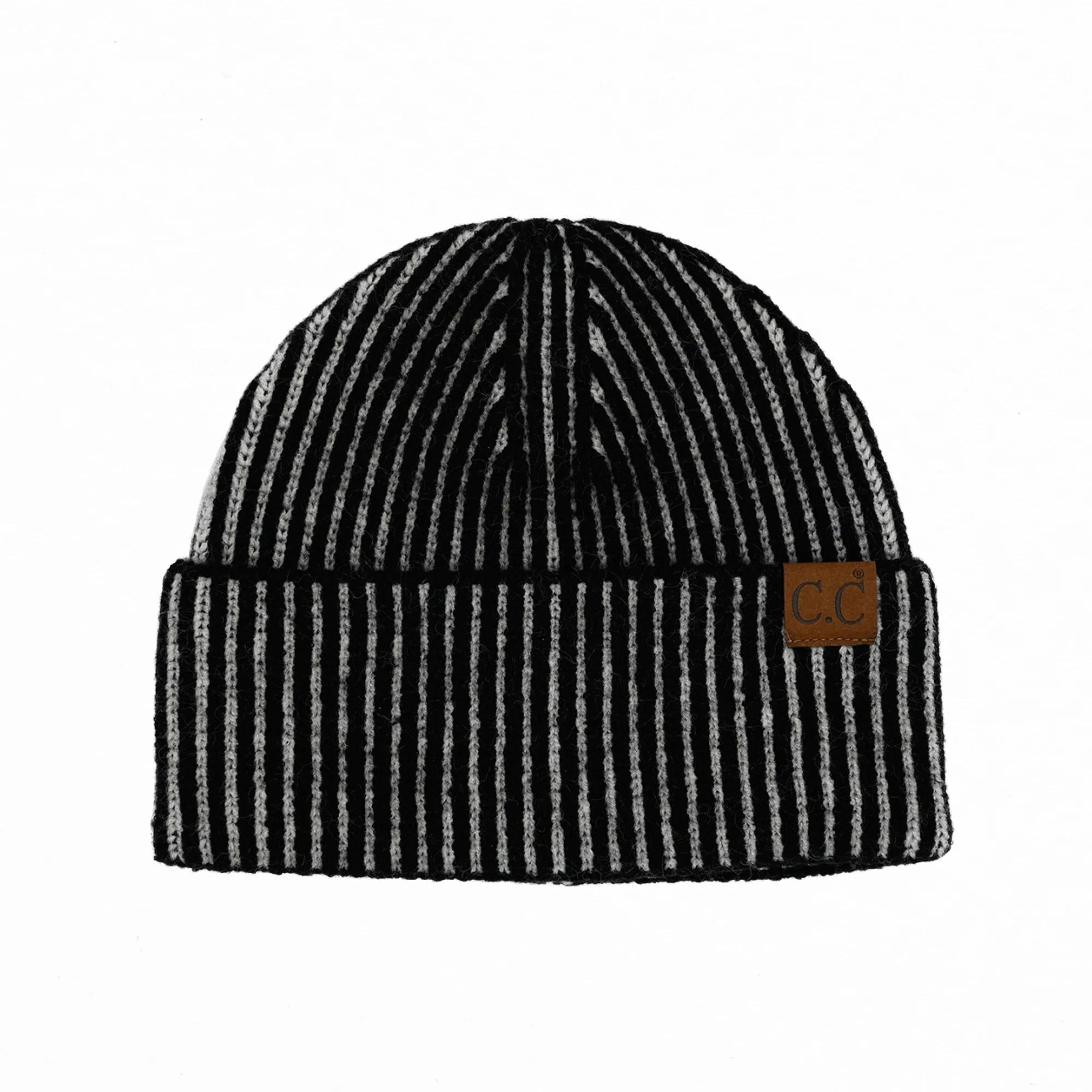 Melanie CC Ribbed Two Tone Beanie Black