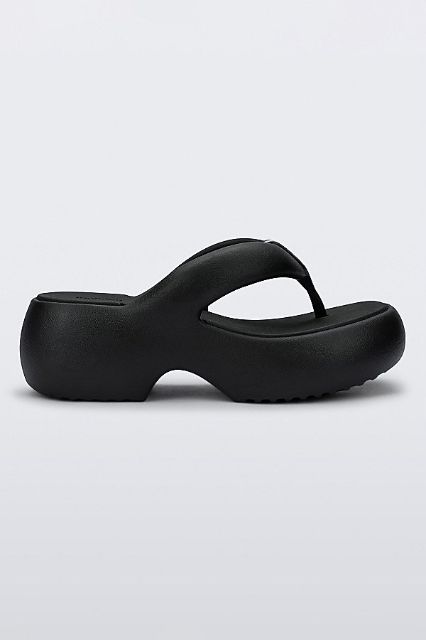 Melissa Free Fuzzy Heeled Thong Sandal in Black, Women's at Urban Outfitters