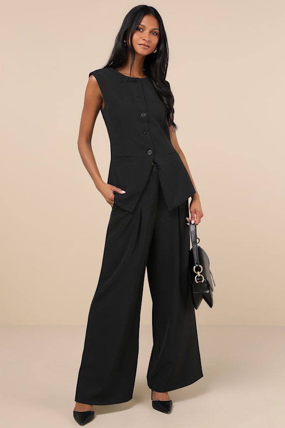 Memorably Stylish Black Wide-Leg Pants