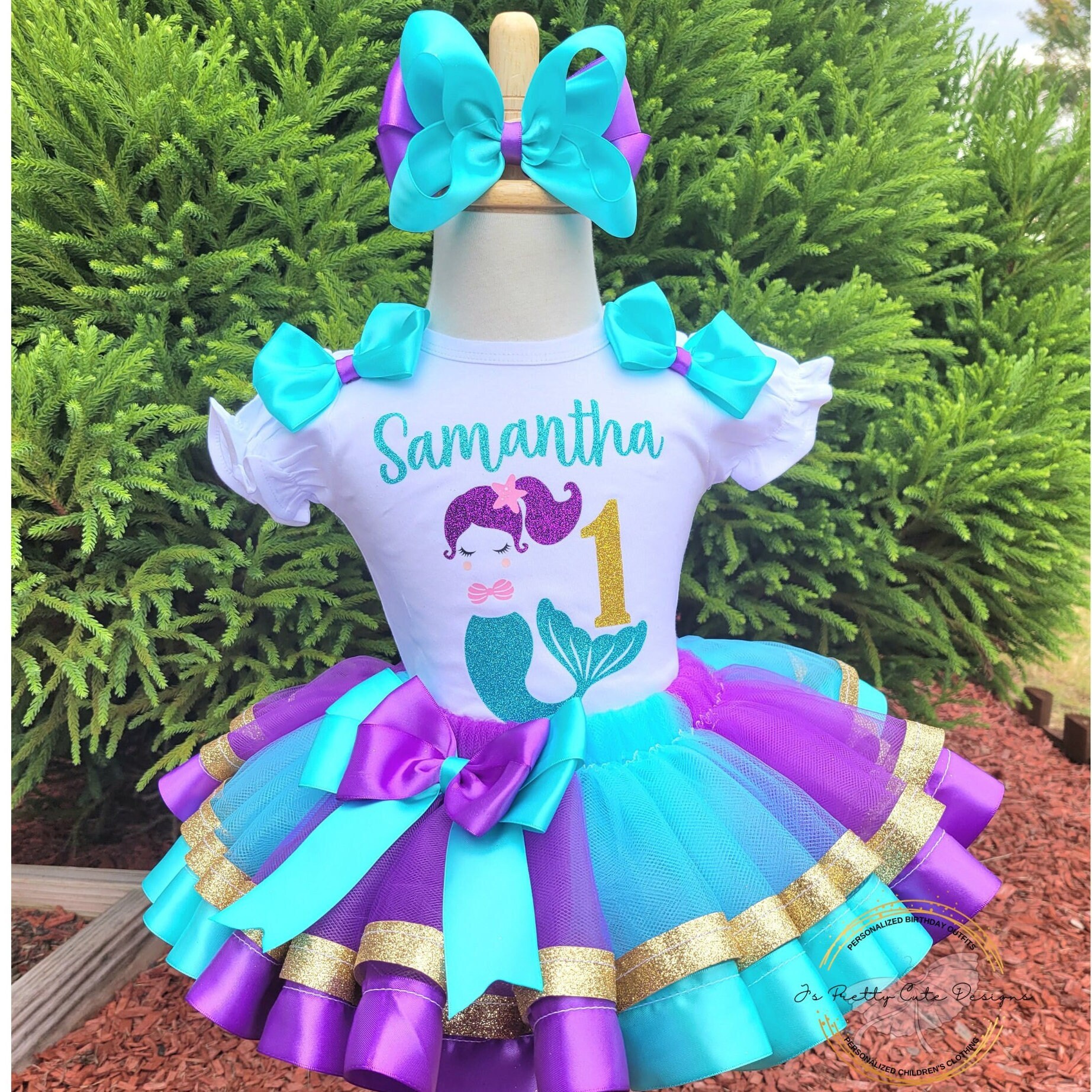 Mermaid First Birthday Tutu Outfit, Custom Set, Theme Dress, Any Age & Shirt, Baby Skirt