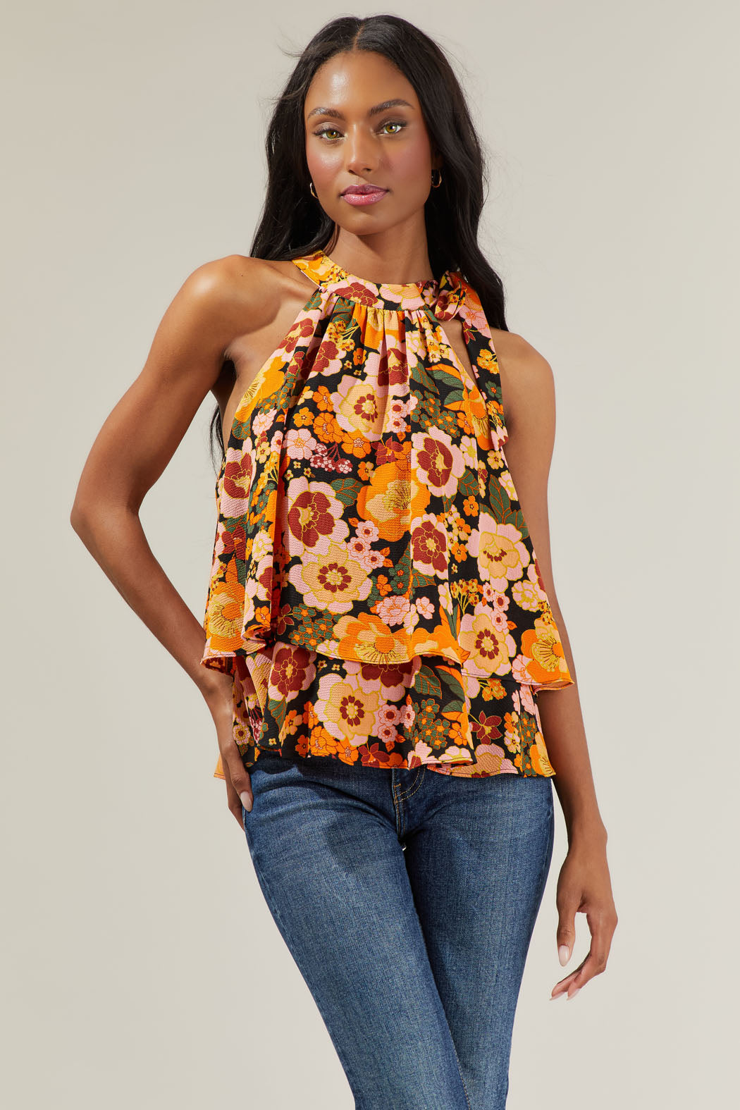 Mesa Floral Halter Neck Blouse