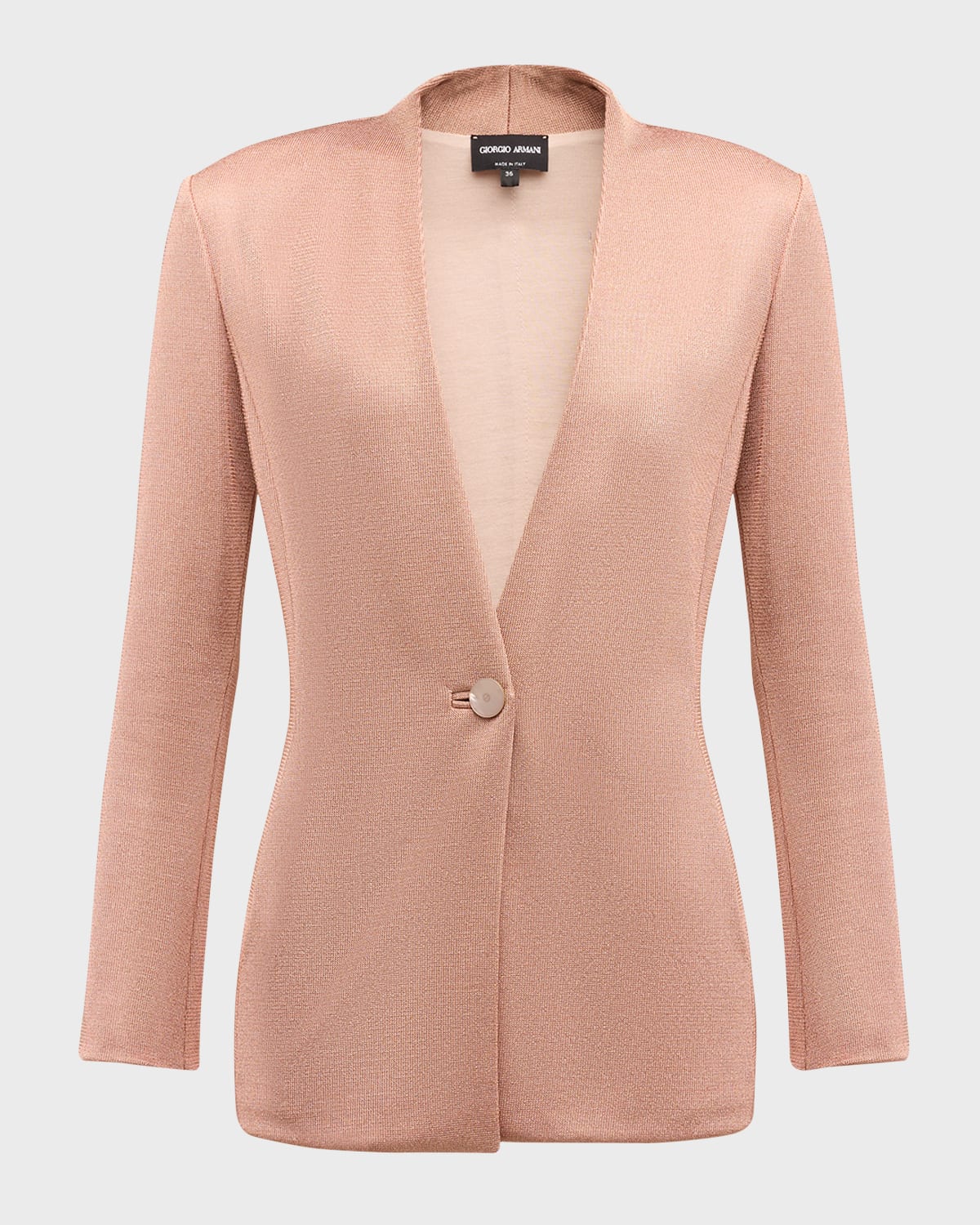 Metallic Bonded Jersey One-Button Blazer