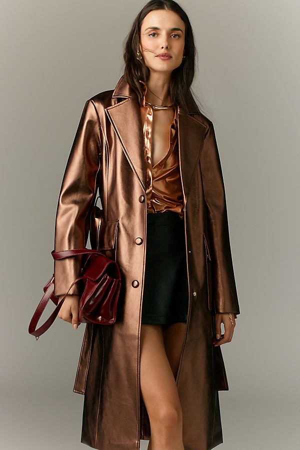 Metallic Trench Coat Jacket