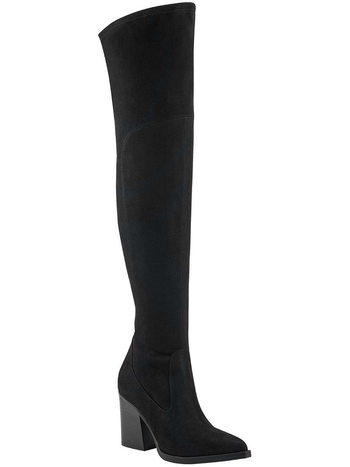 Meyana Womens Faux Suede Pointed Toe Over-The-Knee Boots