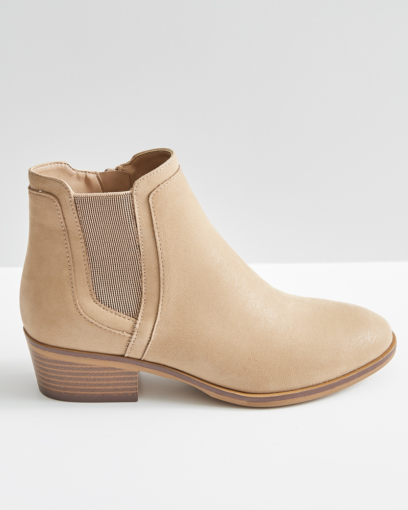 Mia Mesh-Side Faux Suede Ankle Boots in Stone