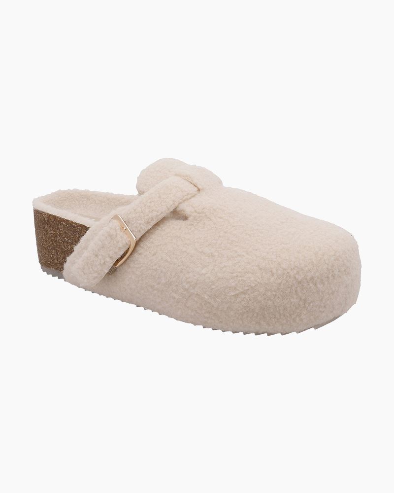 Mia Sherpa Texture Platform Slip-On Shoes in White