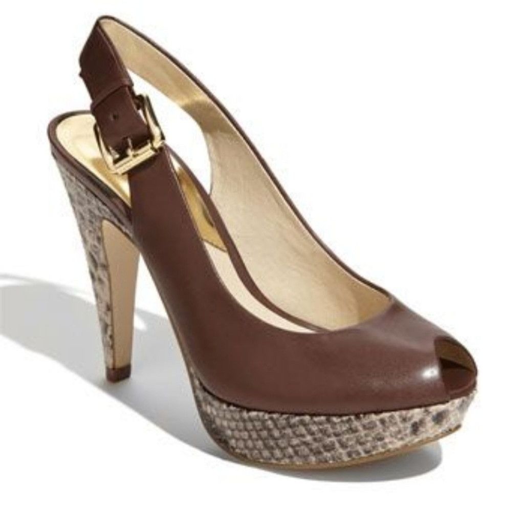 Michael Kors Snakeskin Slingback Heel Shoes! Size 6.5 Shoes in Brown, Women's