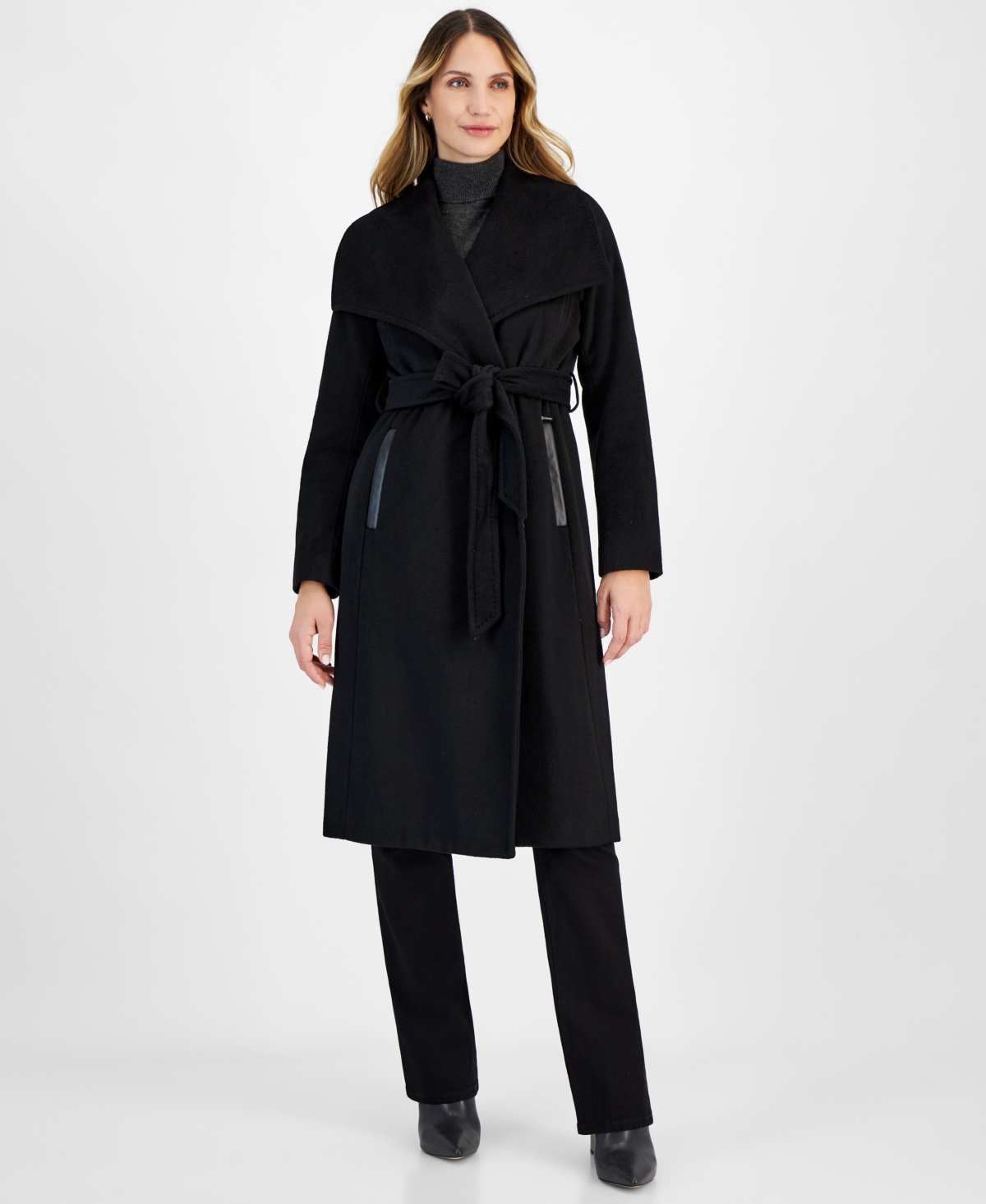 Michael Michael Kors Women's Belted Wrap Coat - Black