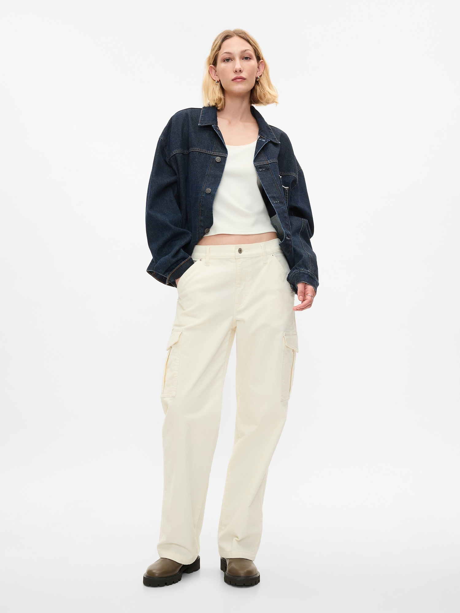 Mid Rise Corduroy '90s Loose Cargo Pants