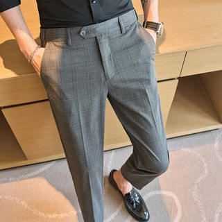 Mid Rise Plaid Cropped Tapered Dress Pants