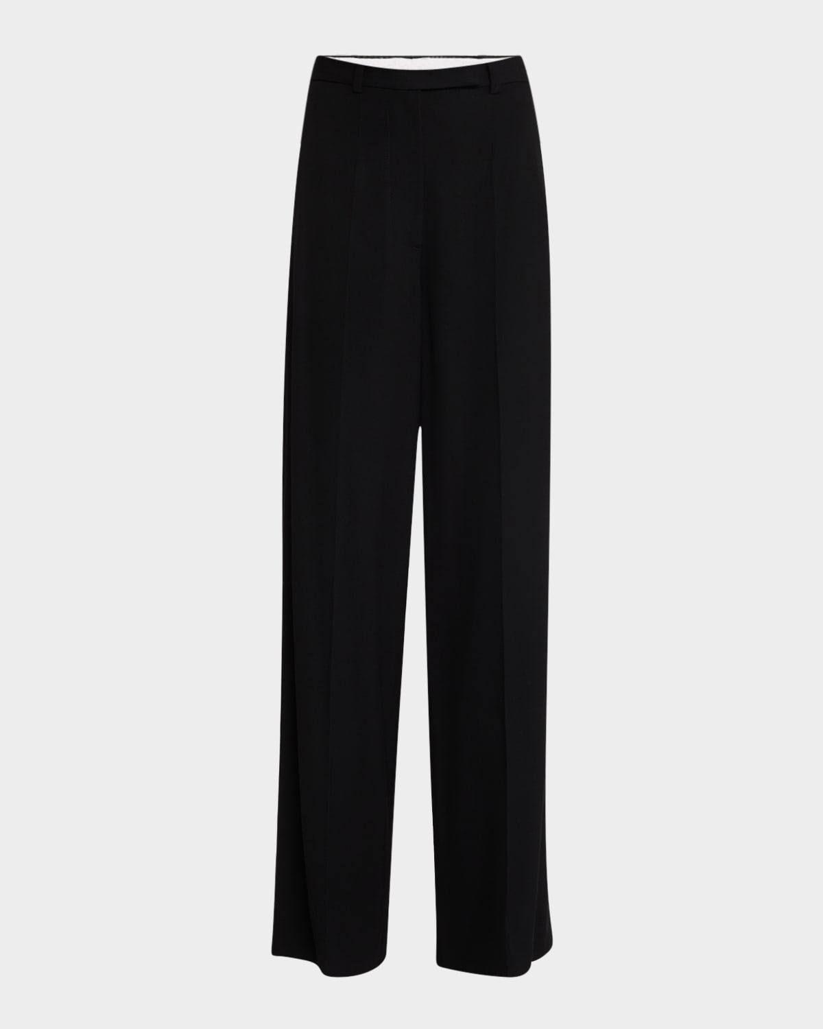 Mid-Rise Stretch Drapey Twill Straight-Leg Pants